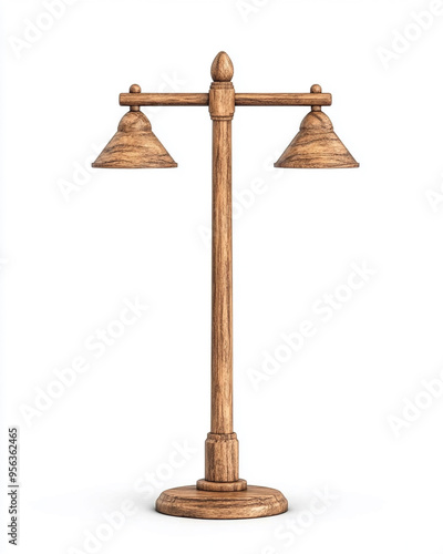 A balanced wooden scale symbolizing justice and fairness in a minimalist design, perfect for legal and ethical themes. photo