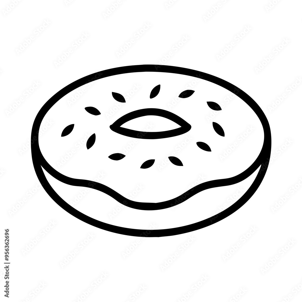 Donut Icon, Black and White, Bakery and Sweet Treat Design Donut Icon, Black and White, Bakery and Sweet Treat Design