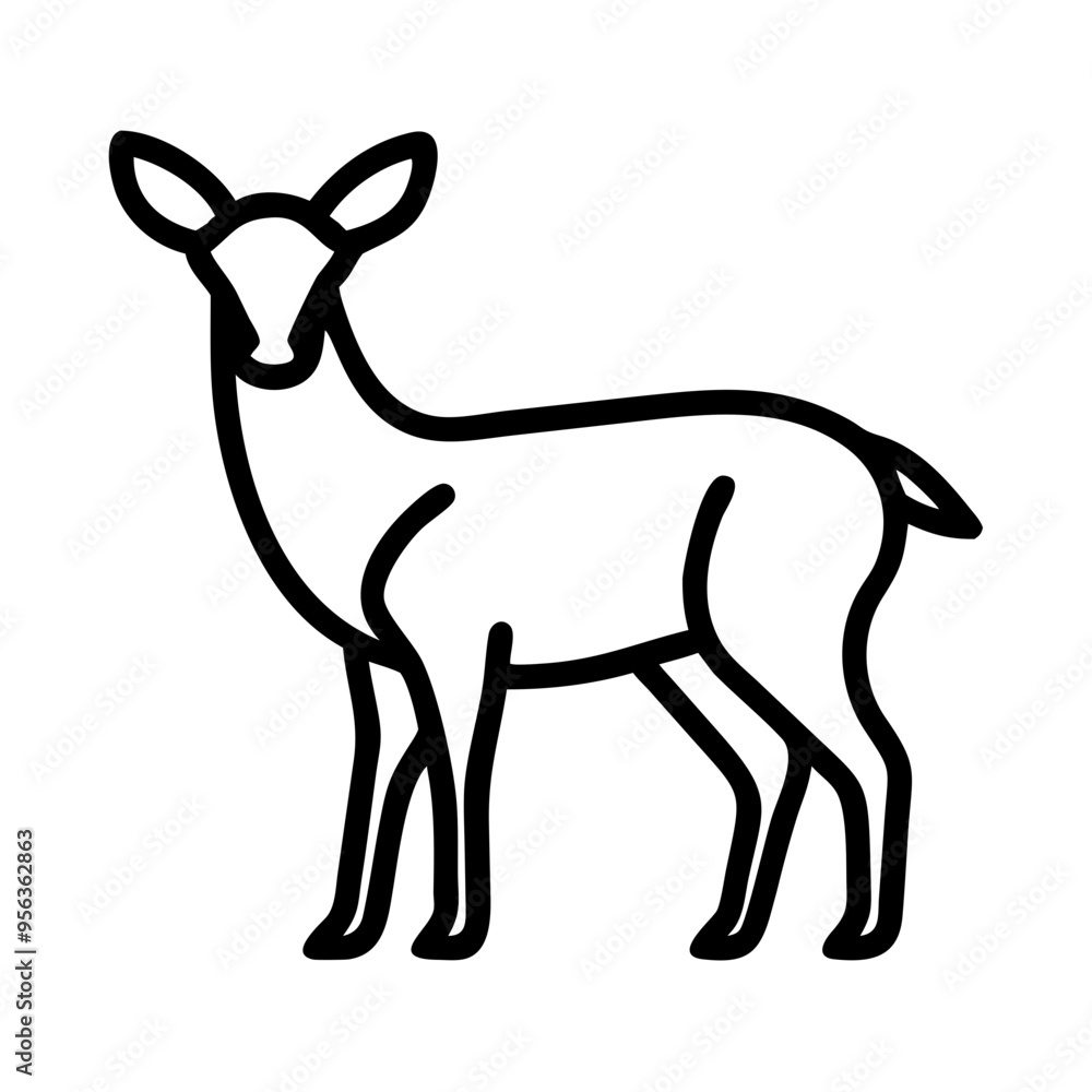Obraz premium Deer Icon, Black and White, Minimalist Wildlife Design