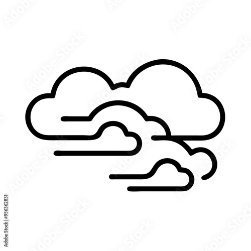 Icon of Cloud in Minimalist Black and White Design, Weather and Nature Concept
