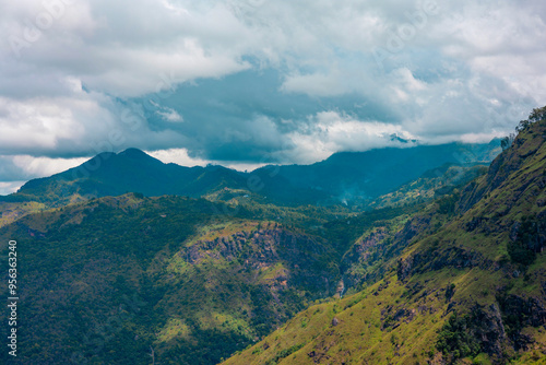 picturesque and epic View from the Small Adam Peak Mountain in Sri Lanka photo