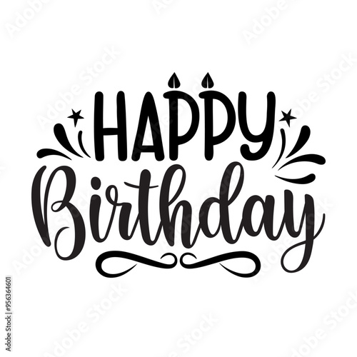 Happy birthday hand drawn calligraphy, perfect for cards, invitations, or social media, ideal for celebrating special moments with festive and stylish design