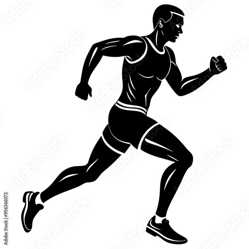 a man jogging silhouette vector art