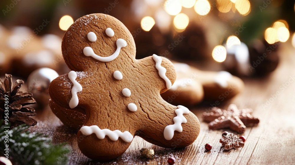 A stylized gingerbread man symbol with icing details, adding a sweet, festive touch to the Christmas theme. A stylized gingerbread man symbol with icing details, adding a sweet, festive touch to the Christmas theme.