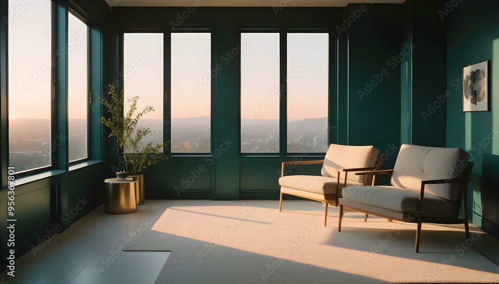 Obraz premium Photo interior modern design room 3d illustration