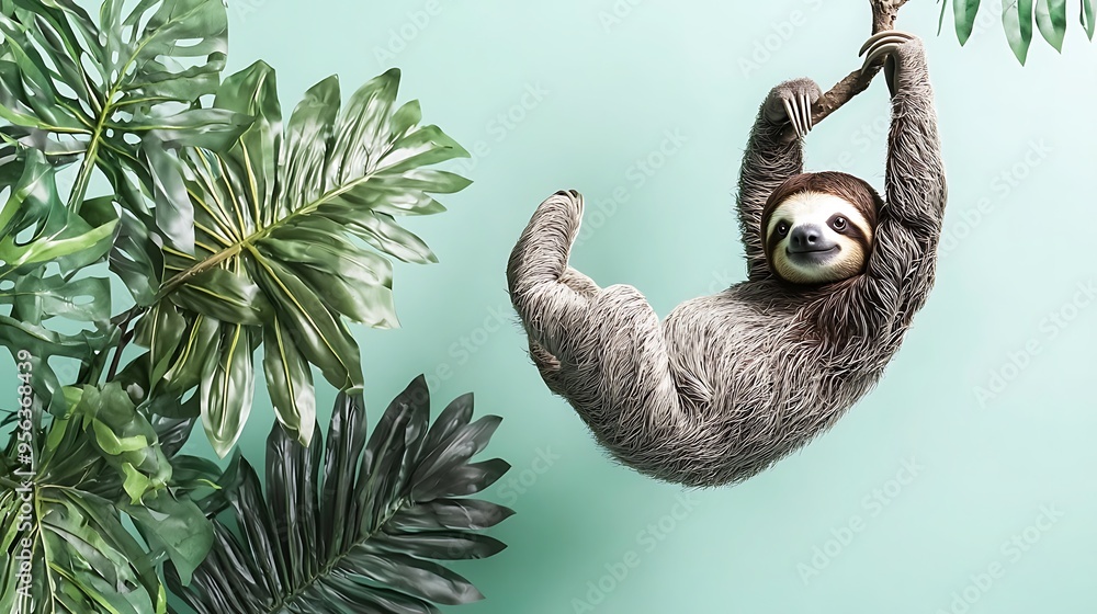 Sloth Hanging from Tree Branch in Minimalist Setting
Sloth Hanging from Tree Branch in Minimalist Setting