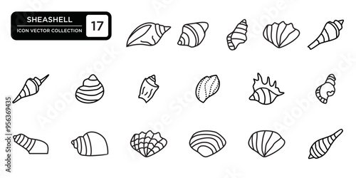 shell icon collection, editable and resizable vector icon templates.