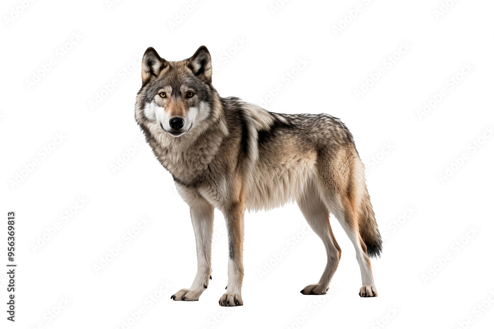 Obraz premium Fierce red wolf isolated on transparent background for wildlife illustrations, nature-themed designs, and animal graphics featuring majestic canine predators in high-quality PNG format