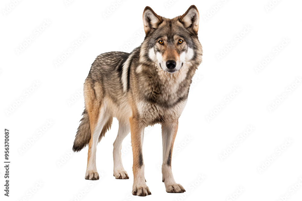 Obraz premium Fierce red wolf isolated on transparent background for wildlife illustrations, nature-themed designs, and animal graphics featuring majestic canine predators in high-quality PNG format