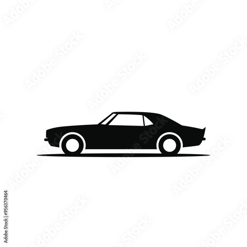 Classic muscle car side view silhouette icon. Vector illustration