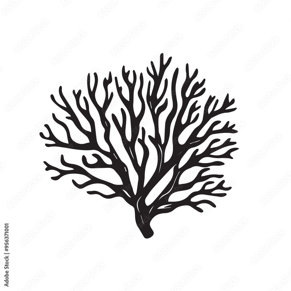 Naklejka premium Coral in cartoon, doodle style . Image for t-shirt, web, mobile apps and ui. Isolated 2d vector illustration in logo, icon, sketch style, Eps 10, black and white. AI Generative