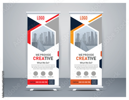 Corporate Roll Up Banner template design. Modern roll up vector layout design. Vector.