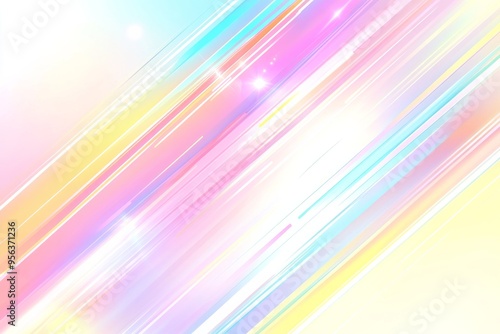 A white background with colorful diagonal lines and light effects, creating an abstract illustration style.