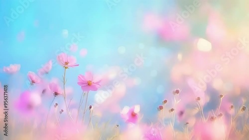 Cosmos swaying in the breeze 4K background material for loop playback