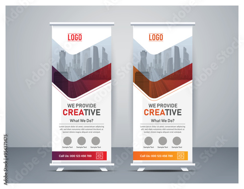 Corporate Roll Up Banner template design. Business roll up vector layout design.
