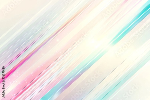 A white background with colorful diagonal lines and light effects, creating an abstract illustration style.