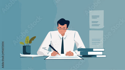 Businessman Signing Important Contract, Finalizing Legal Agreement for Business Deal or Financial Transaction with Confidence and Precision