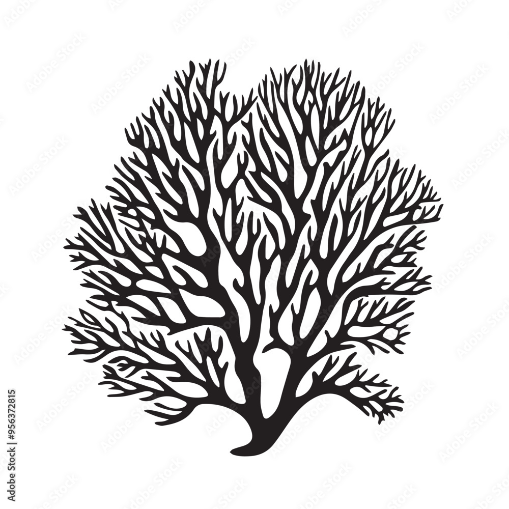 Naklejka premium Coral in cartoon, doodle style . Image for t-shirt, web, mobile apps and ui. Isolated 2d vector illustration in logo, icon, sketch style, Eps 10, black and white. AI Generative