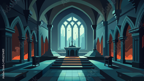 Gothic Vampire's Lair: Dark, Luxurious, and Eerie Illustration of a Vampire's Domain
