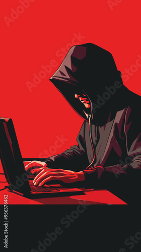 Cyber Criminal Steals Personal Data: Hacker Thief Running with Bag of DATA from Laptop Computer Malware Attack