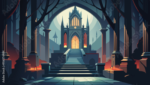 Gothic Vampire's Lair: Dark, Luxurious, and Eerie Illustration of a Vampire's Domain
