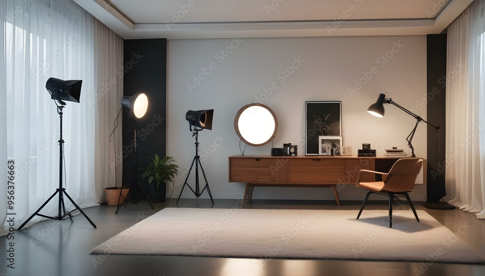 Photo interior modern design room 3d illustration Photo interior modern design room 3d illustration