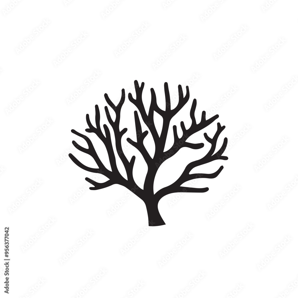 Naklejka premium Coral in cartoon, doodle style . Image for t-shirt, web, mobile apps and ui. Isolated 2d vector illustration in logo, icon, sketch style, Eps 10, black and white. AI Generative