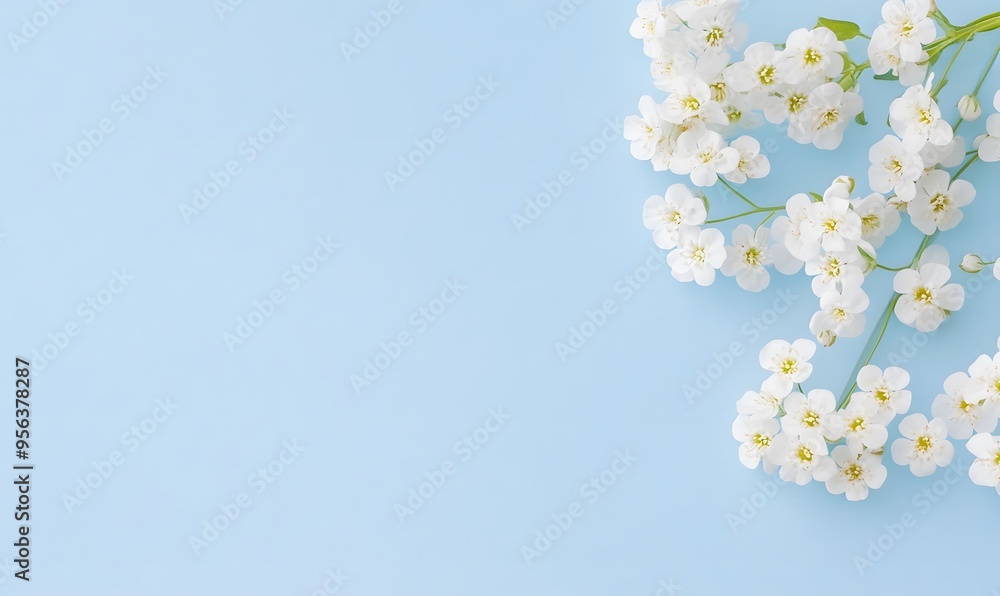 Soft blue background decorated with elegant forget-me-nots, Generative AI Soft blue background decorated with elegant forget-me-nots, Generative AI