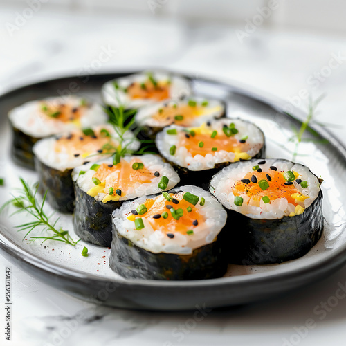 Contemporary Maki Roll on Elegant Black Plate