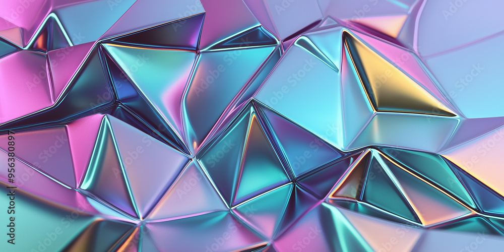 Futuristischer Hintergrund: Polygon-Geometrie trifft auf flüssiges Metall. Abstrakte 3D-Formen verschmelzen in schillernden Farben. Moderne, dynamische Textur für Tech-Designs Futuristischer Hintergrund: Polygon-Geometrie trifft auf flüssiges Metall. Abstrakte 3D-Formen verschmelzen in schillernden Farben. Moderne, dynamische Textur für Tech-Designs