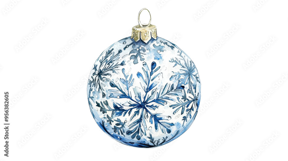 Elegant Christmas ornament with intricate blue snowflake design on white background, perfect for holiday decoration and festive mood. Elegant Christmas ornament with intricate blue snowflake design on white background, perfect for holiday decoration and festive mood.