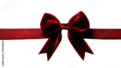 Elegant dark red velvet ribbon bow on black background. Perfect for gift decoration, holiday packaging, or festive designs.