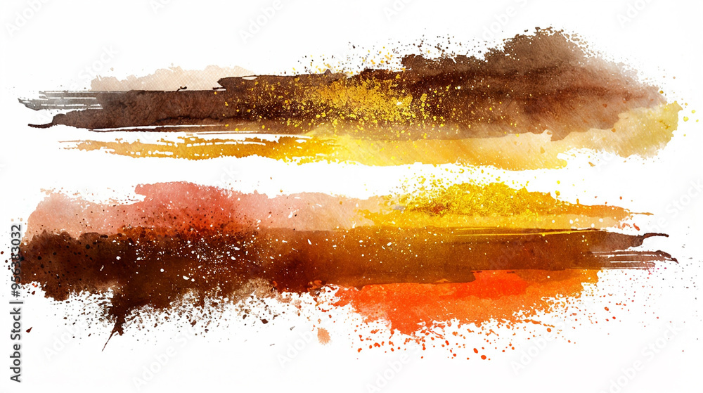 Fototapeta premium Bright watercolor strokes in horizontal stripes