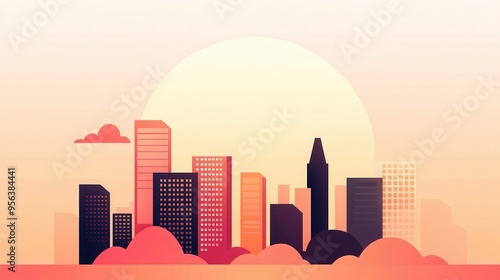 Cityscape Sunset Silhouette.