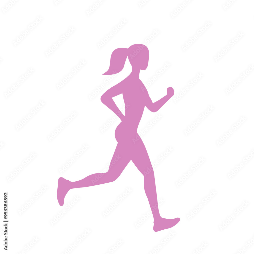 Fototapeta premium Vector shadow running woman illustration. Flat design. 