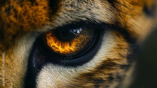 Mesmerizing Macro Photograph Capturing the Intense Focus and Fierce Beauty of a Cheetah s Striking Eye Showcasing the Power and Wild Essence of this Majestic Feline photo