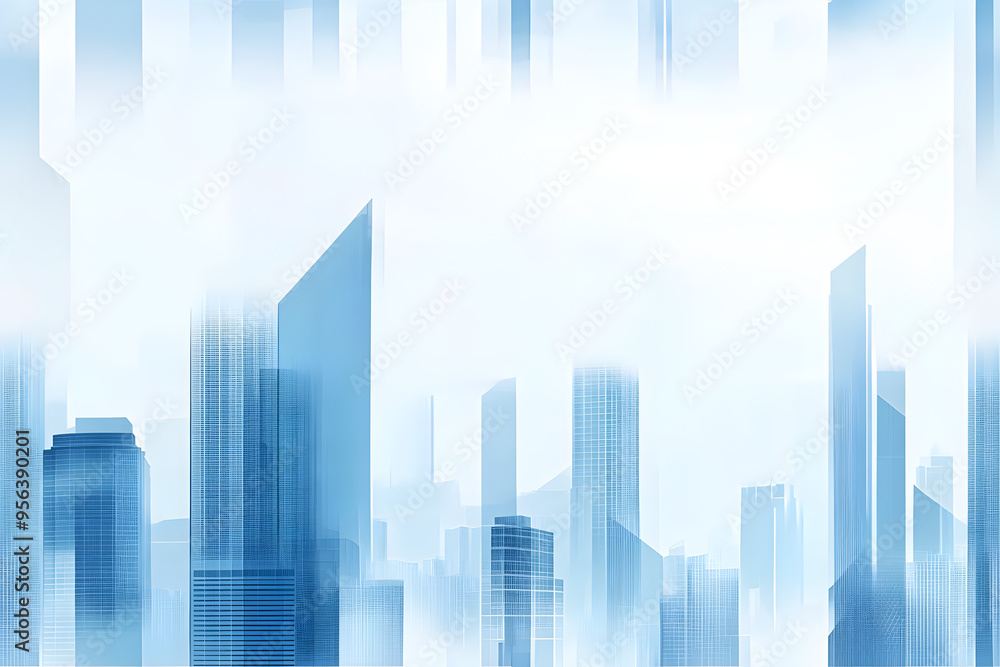 Abstrakte Stadtsilhouette in blau, made by AI Abstrakte Stadtsilhouette in blau, made by AI
