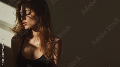 Wallpaper Mural Attraktive junge Influencerin in modischer, leichter Kleidung posiert selbstbewusst. Elegante Ausstrahlung, natürliches Make-up. Ideal für Mode, Lifestyle und Social-Media-Themen Torontodigital.ca