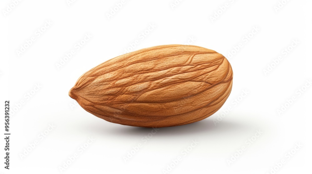 Close-Up of Single Almond Isolated on White Background Nutritious and Healthy Food Concept. Close-Up of Single Almond Isolated on White Background Nutritious and Healthy Food Concept.