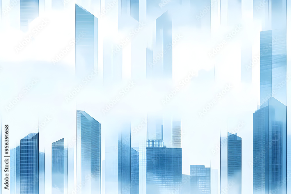 Abstrakte Stadtsilhouette in blau, made by AI Abstrakte Stadtsilhouette in blau, made by AI