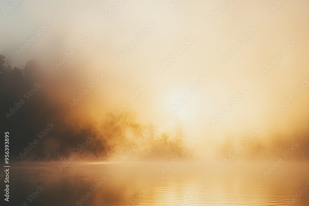 Fototapeta premium Early Morning Sky Soft Mist Golden Light Breaking Through