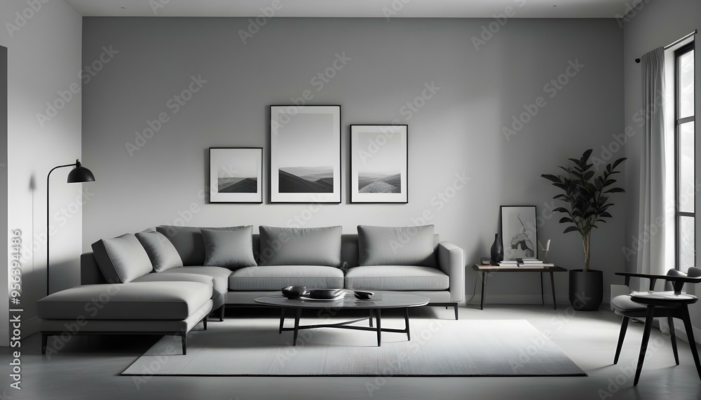 Fototapeta premium Photo interior modern design room 3d illustration