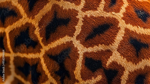 Mesmerizing macro photography capturing the captivating details and intricate patterns of a giraffe s fur photo