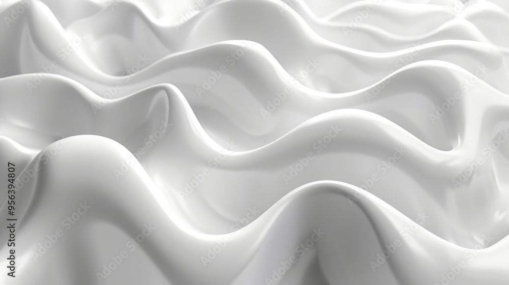 Obraz premium Abstract Background Flowing, White, Wavy Swirls With A Smooth, Soft, Creamy Texture.