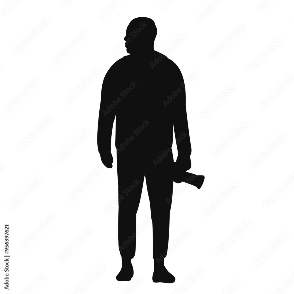 man with camera silhouette on white background, vector