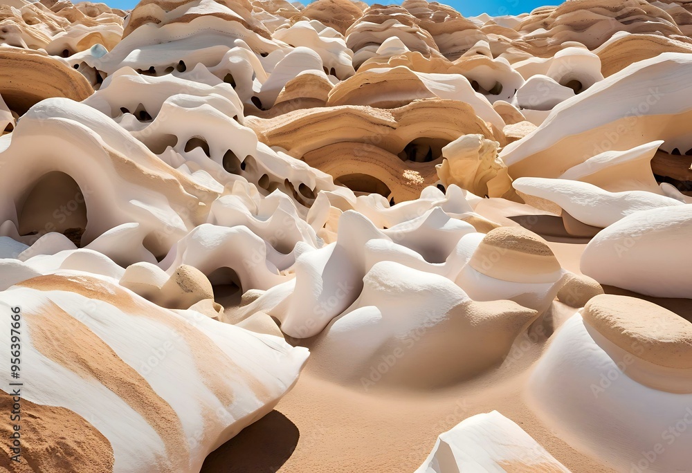 Fototapeta premium Unique natural limestone formations with intriguing shapes, showcasing a variety of fascinating patterns and textures. 