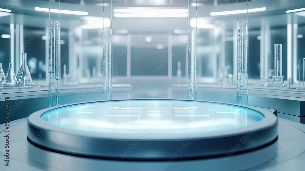 Lab Podium Blank Product Podium in a High-Tech Laboratory: Science and Technology ...