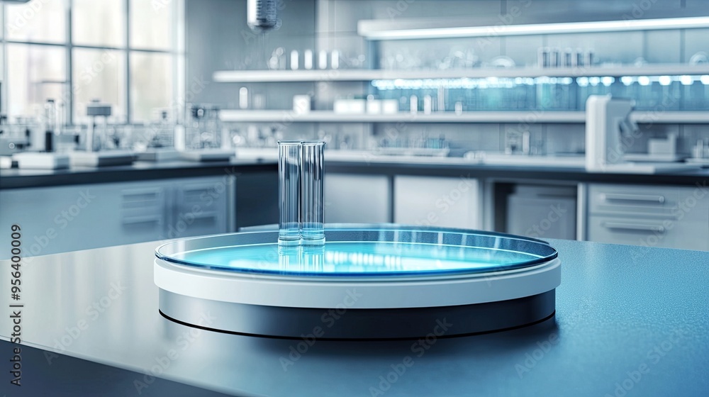 Blank Product Podium in a High-Tech Laboratory: Science and Technology Theme with a Blank Product Podium in a Modern High-Tech Laboratory Blank Product Podium in a High-Tech Laboratory: Science and Technology Theme with a Blank Product Podium in a Modern High-Tech Laboratory