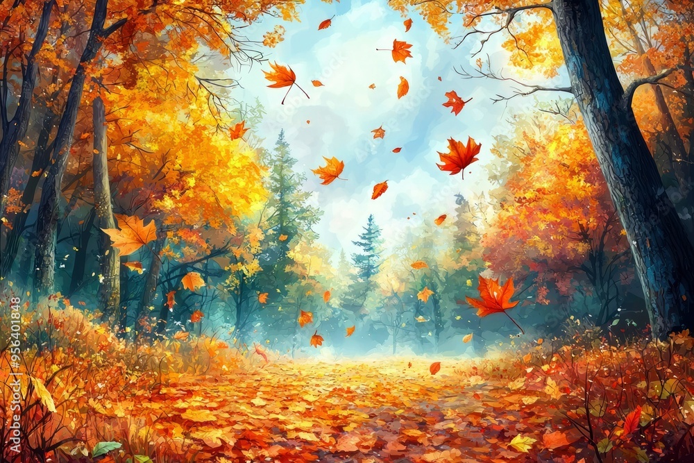 A Path Through a Forest of Autumn Leaves A Path Through a Forest of Autumn Leaves