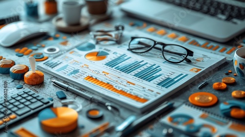 Creative infographic of a revenue model featuring components like financial forecasting profit margins and revenue streams with clear and engaging graphics